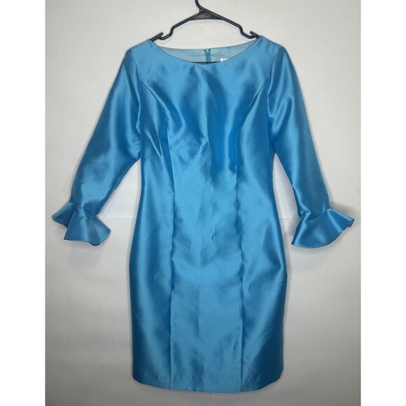 Lotus Grace Rare Women’s 3/4 Ruffle Sleeve Formal Dress Turquoise Size 6 NWT - Picture 1 of 10